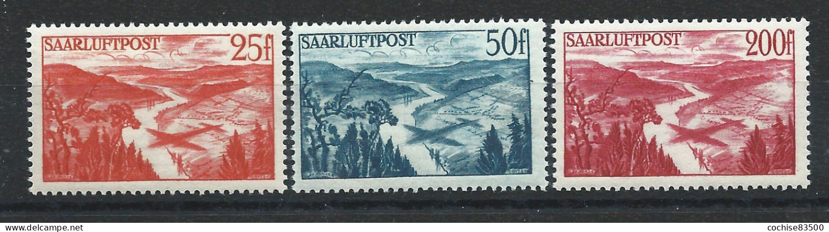 Saar PA N°9/11** (MNH) 1948 - Vallée De La Sarre Près De Mettlach - Aéreo