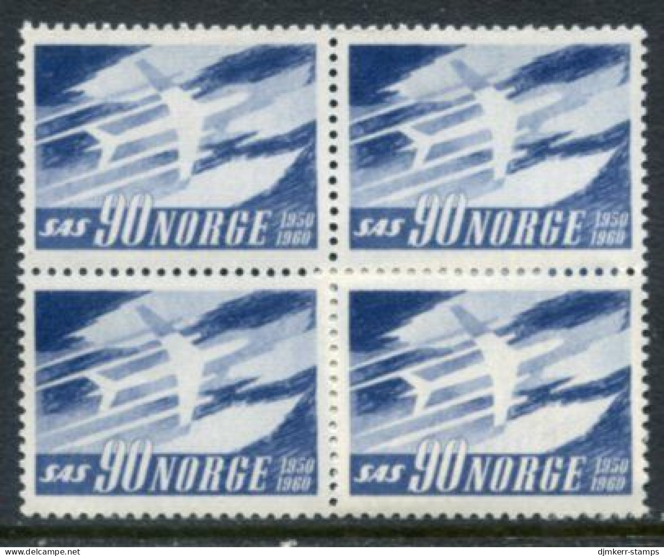 NORWAY 1960 SAS 10th Anniversary Block Of 4 MNH / **.  Michel 451 - Nuevos