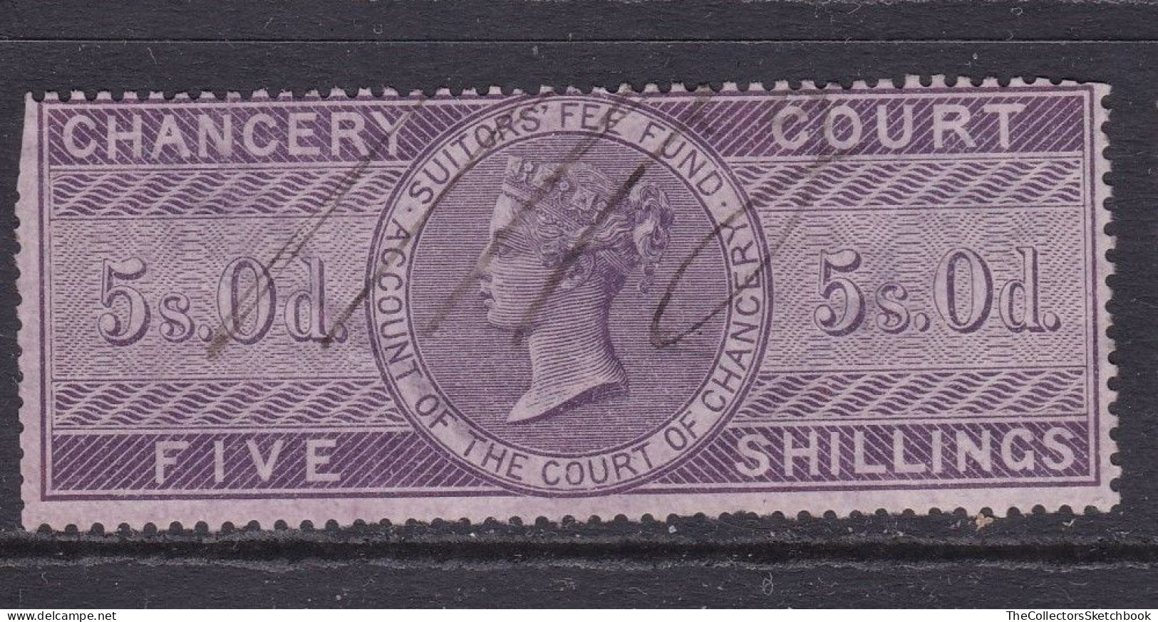 GB Revenues Chancery Court 5/-  Deep Lilac On Glossy Paper Some Cut Perfs - Revenue Stamps