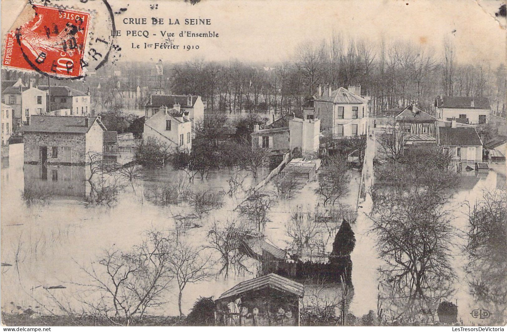 FRANCE - 78 - LE PECQ - Vue D'ensemble - Crue De La Seine 01 02 1910 - Carte Postale Ancienne - Le Pecq