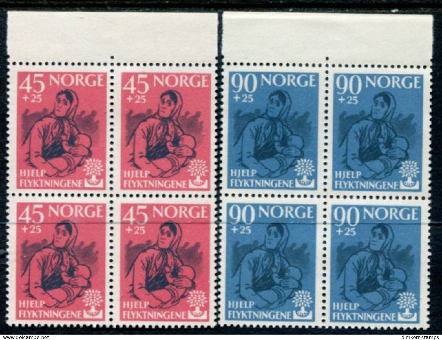 NORWAY 1960 World Refugee Year Blocks Of 4 MNH / **.  Michel 442-43 - Unused Stamps