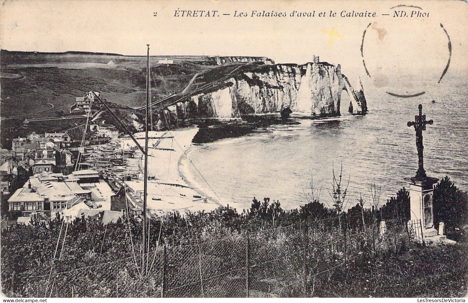 FRANCE - 76 - ETRETAT - Les Falaises D'Aval Et Le Calvaire - Carte Postale Ancienne - Etretat