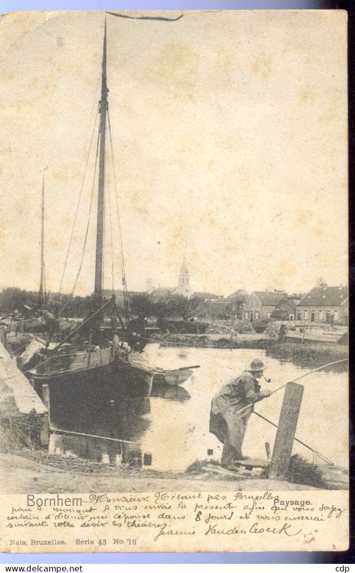 Cpa Bornhem  1901  Bateaux Et Pêcheur - Bornem