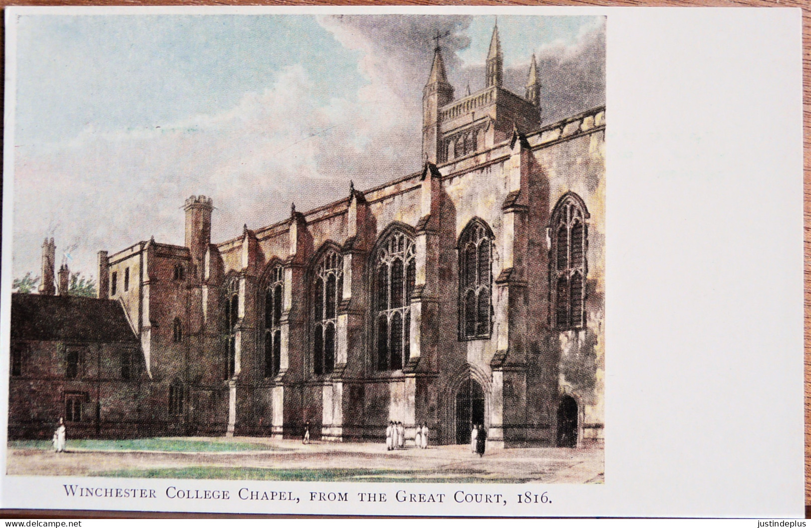 WINCHESTER COLLEGE CHAPEL FROM THE GREAT COURT 1816 CARTE MODERNE - Winchester