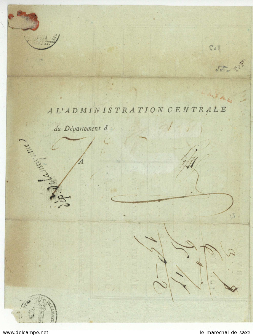 Departement Mayenne 1797 Laval Autographe Des Administrateurs Provost Serveau Julliot-Morandiere Letard Dutertre Bouvet - Documenti Storici