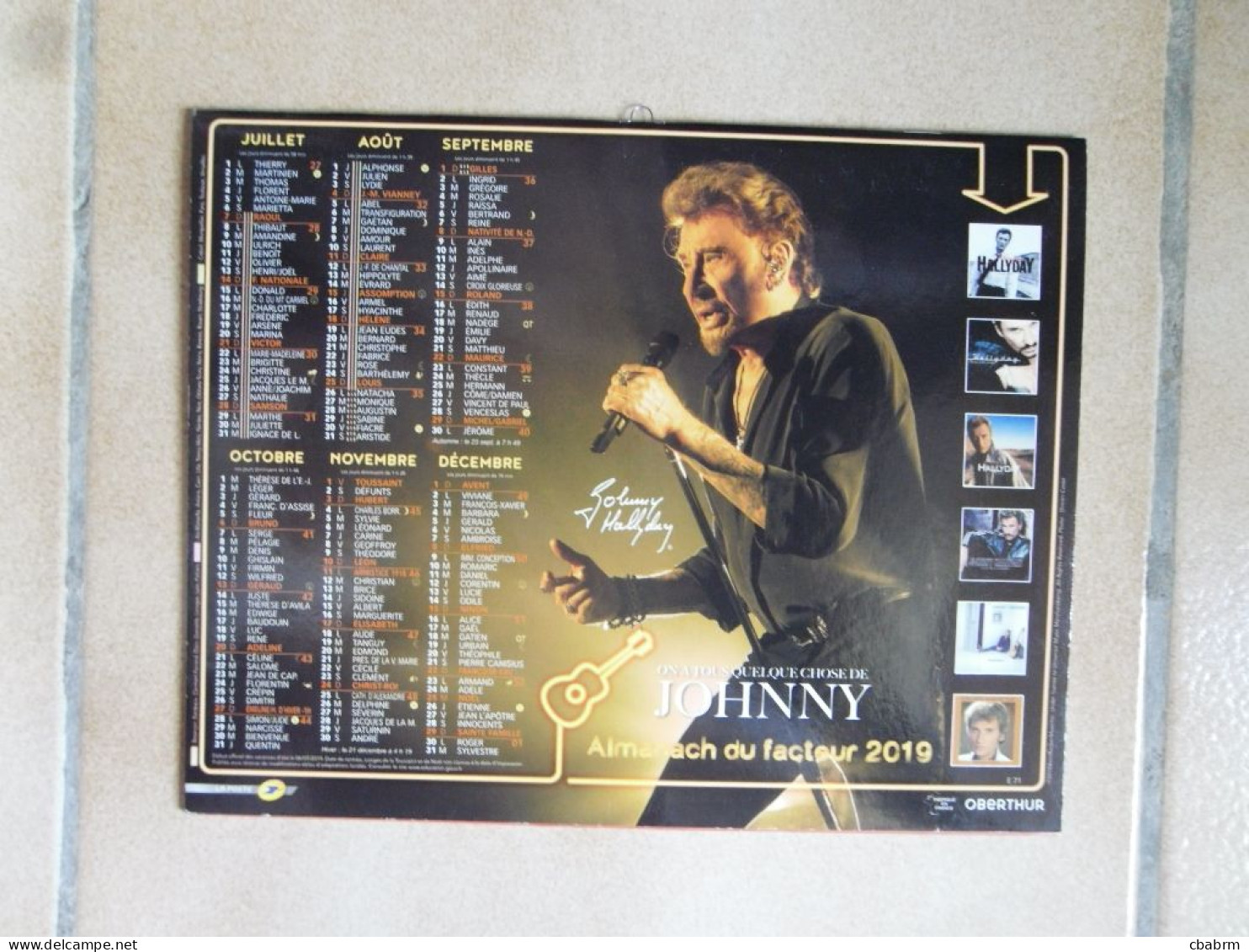 JOHNNY HALLYDAY Calendrier LA POSTE ALMANACH DU FACTEUR 2019 - Petit Format : 2001-...