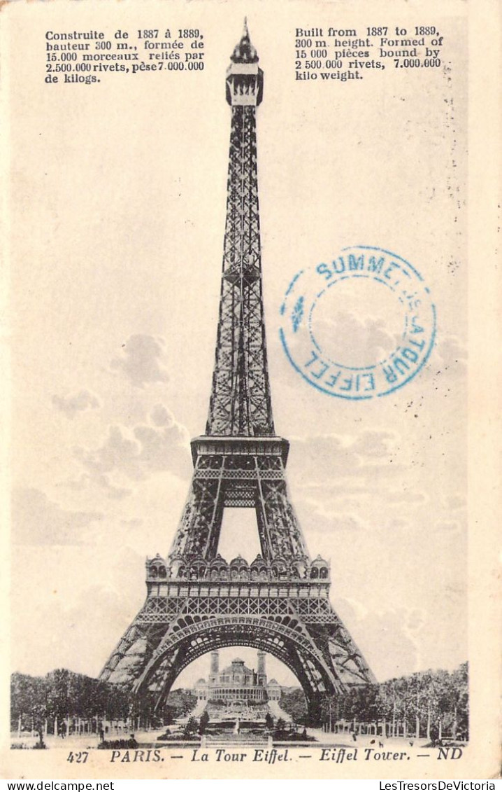FRANCE - 75 - PARIS - Tour Eiffel - Carte Postale Ancienne - Eiffeltoren