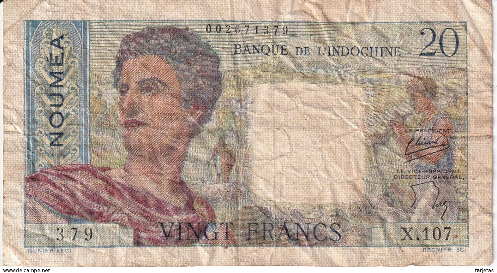 BILLETE DE BANQUE DE L'INDOCHINE DE NOUMEA DE 20 FRANCS DEL AÑO 1963 (BANKNOTE) - Sonstige – Ozeanien