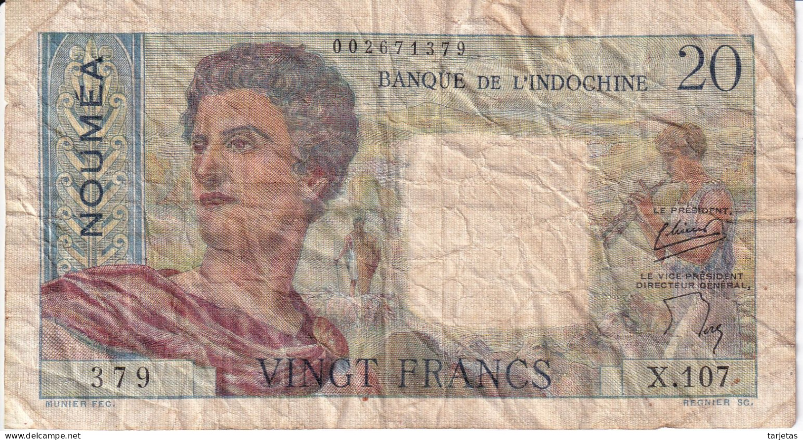 BILLETE DE BANQUE DE L'INDOCHINE DE NOUMEA DE 20 FRANCS DEL AÑO 1963 (BANKNOTE) - Other - Oceania