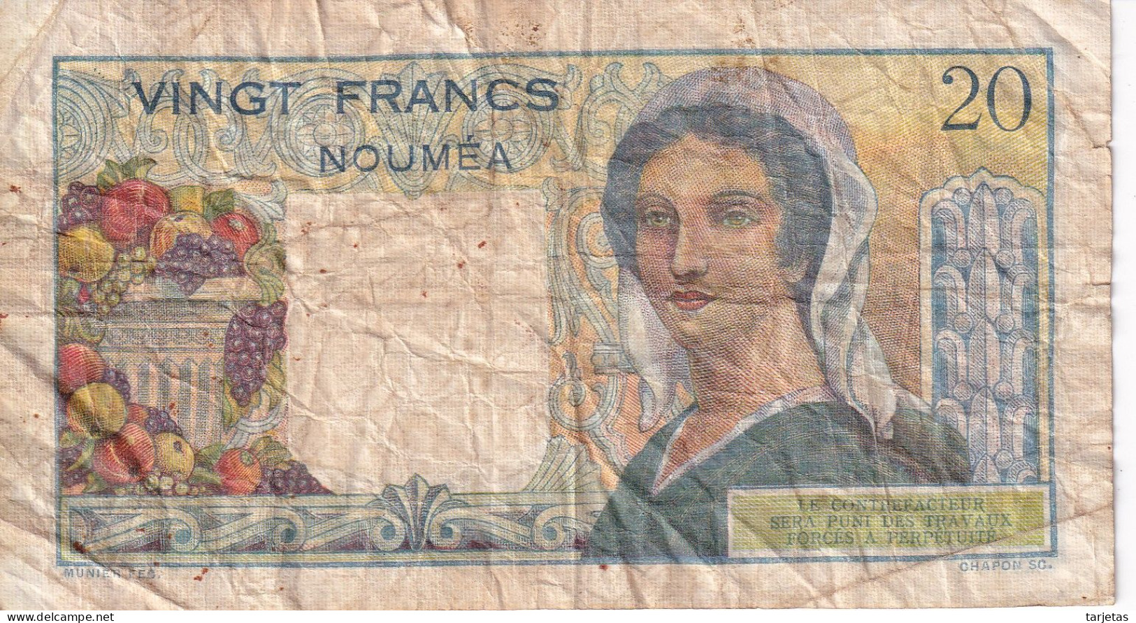 BILLETE DE BANQUE DE L'INDOCHINE DE NOUMEA DE 20 FRANCS DEL AÑO 1963 (BANKNOTE) - Andere - Oceanië