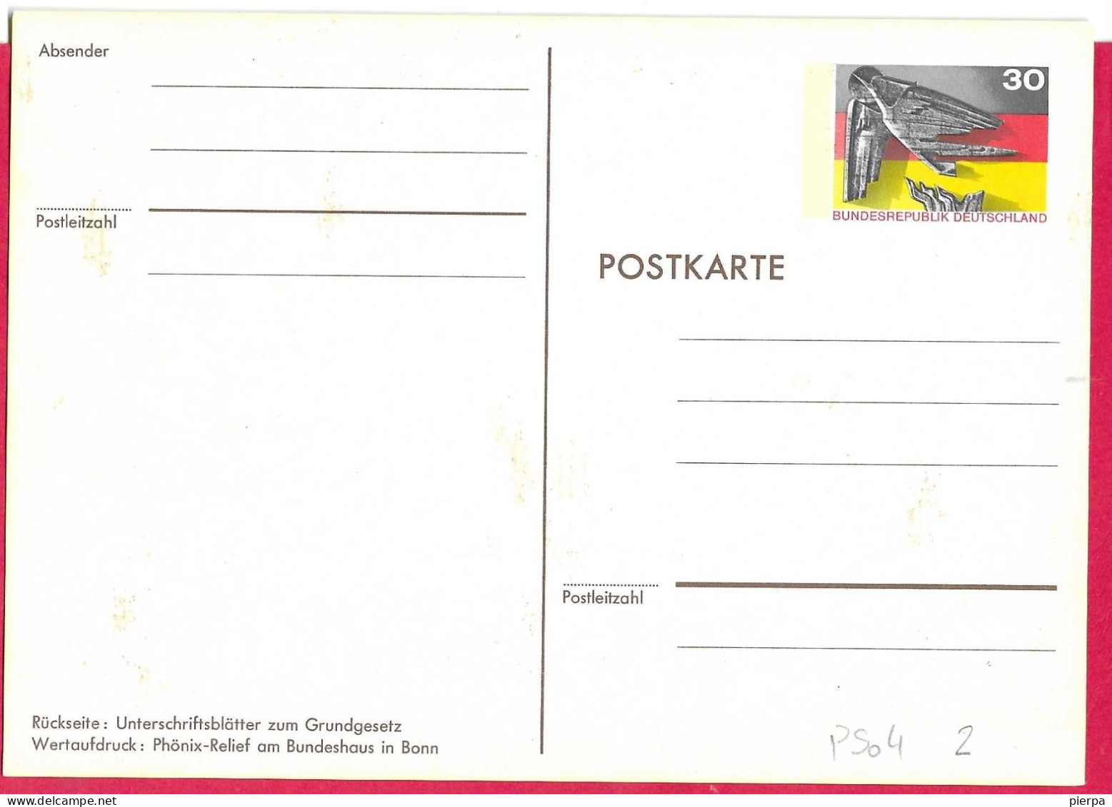 GERMANIA - POSTKARTE 25* BUNDENSREPUBLIK DEUTSCHELAND 30 PF ( MICHEL PSo4) - MINT - Postkarten - Ungebraucht