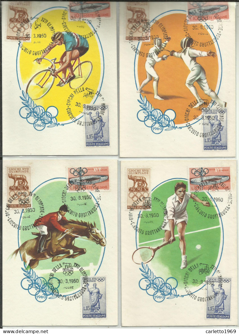 10 CARTOLINE OLIMPIADE ROMA 1960 VARIE DISCIPLINE CON ANNULLO SPECIALE CASTELGANDOLFO - FG - Jeux Olympiques