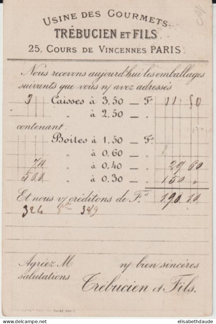 1875 - CP PRECURSEUR ENTIER CERES Avec REPIQUAGE PRIVE ! (TREBUCIEN ET FILS) De PARIS - Voorloper Kaarten