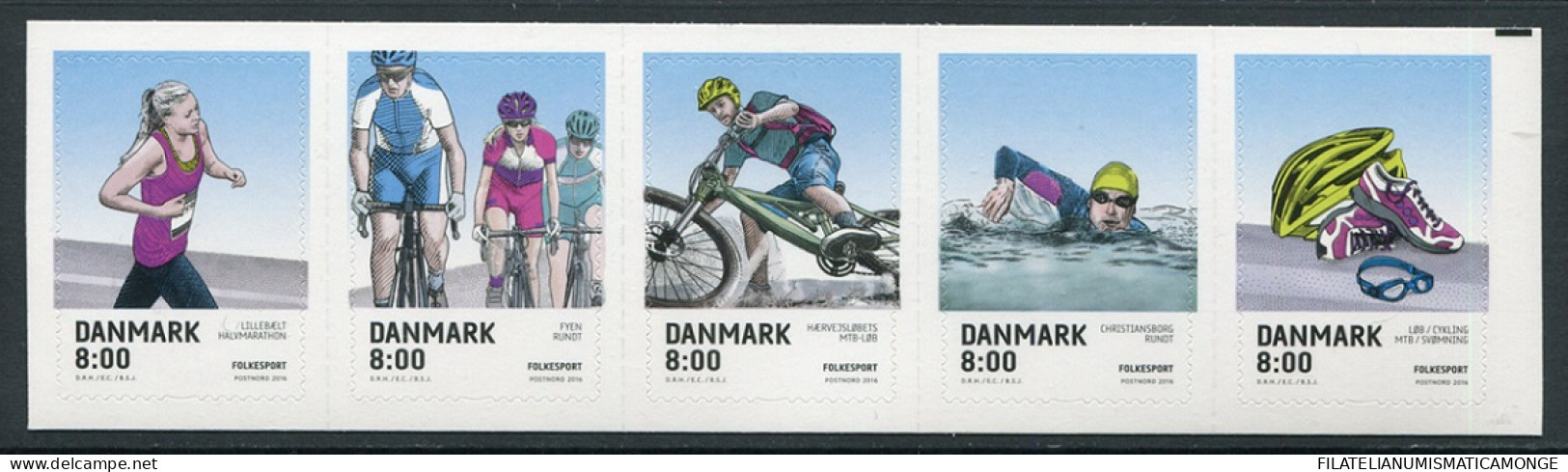 Dinamarca 2016 Correo 1827/31 **/MNH Deportes Populares. (5sellos)  - Nuovi