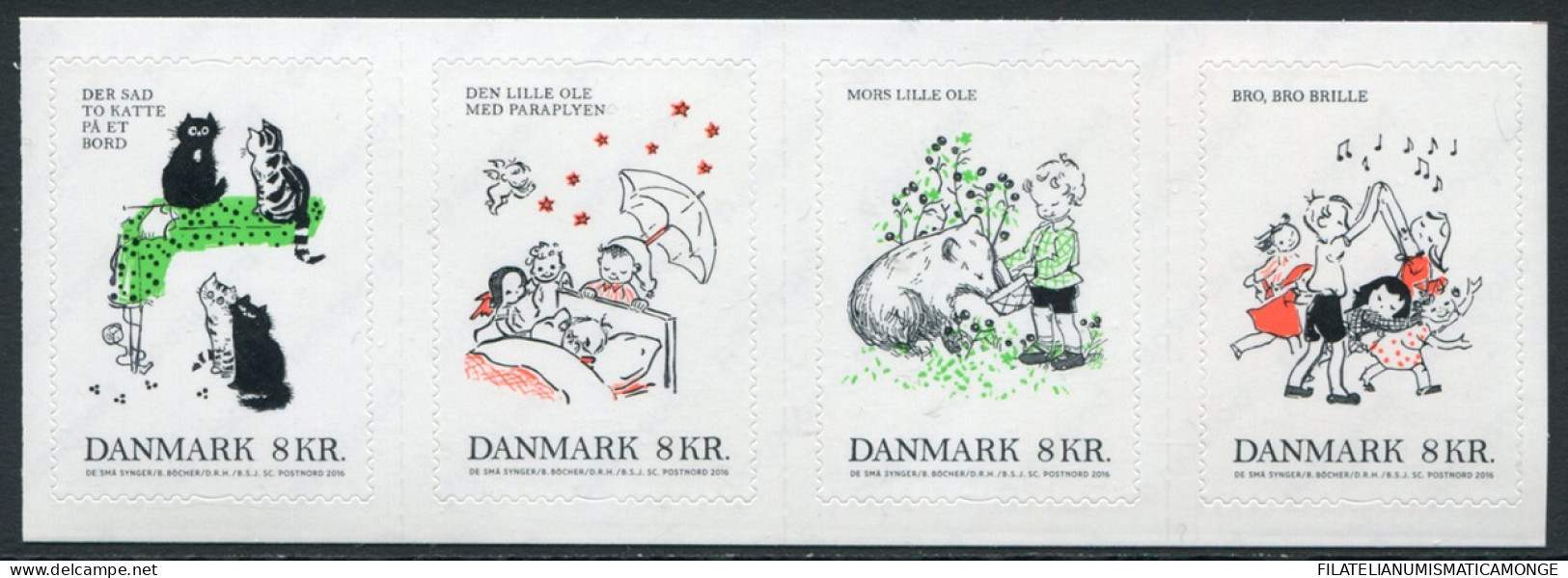 Dinamarca 2016 Correo 1847/50 **/MNH Arte / Canciones Y Rimas Infantiles Para N - Nuovi