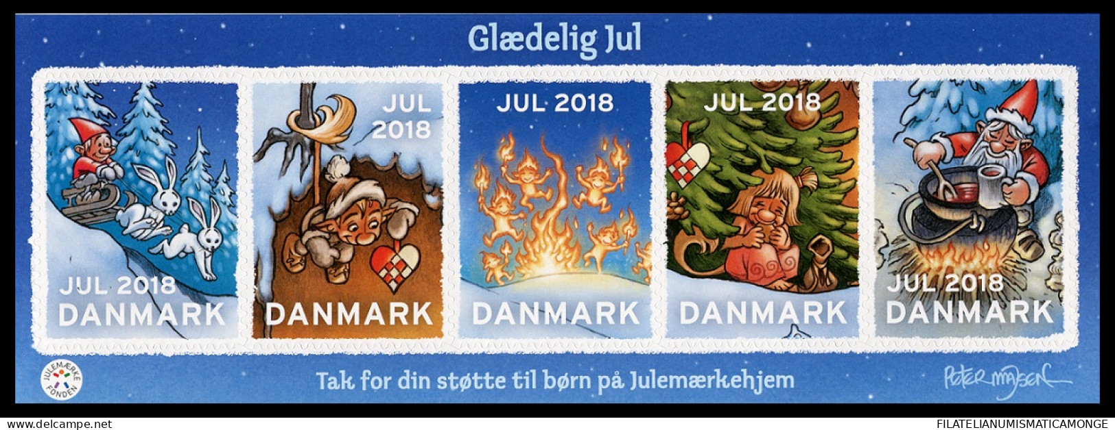 Dinamarca 2018 Correo Z1802 **/MNH Navidad 2018 - (5sellos) Adh.  - Nuovi