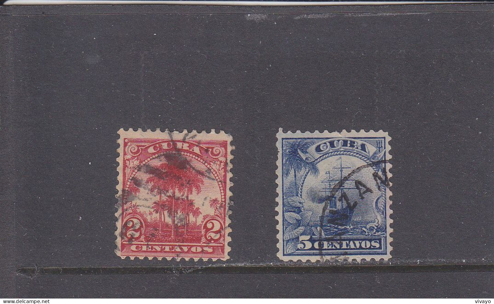 CUBA - O / FINE CANCELLED - 1899 - PALMS , "UMBRIA" BOAT - Yv. 143, 145     Mi. 2, 4 - Gebruikt