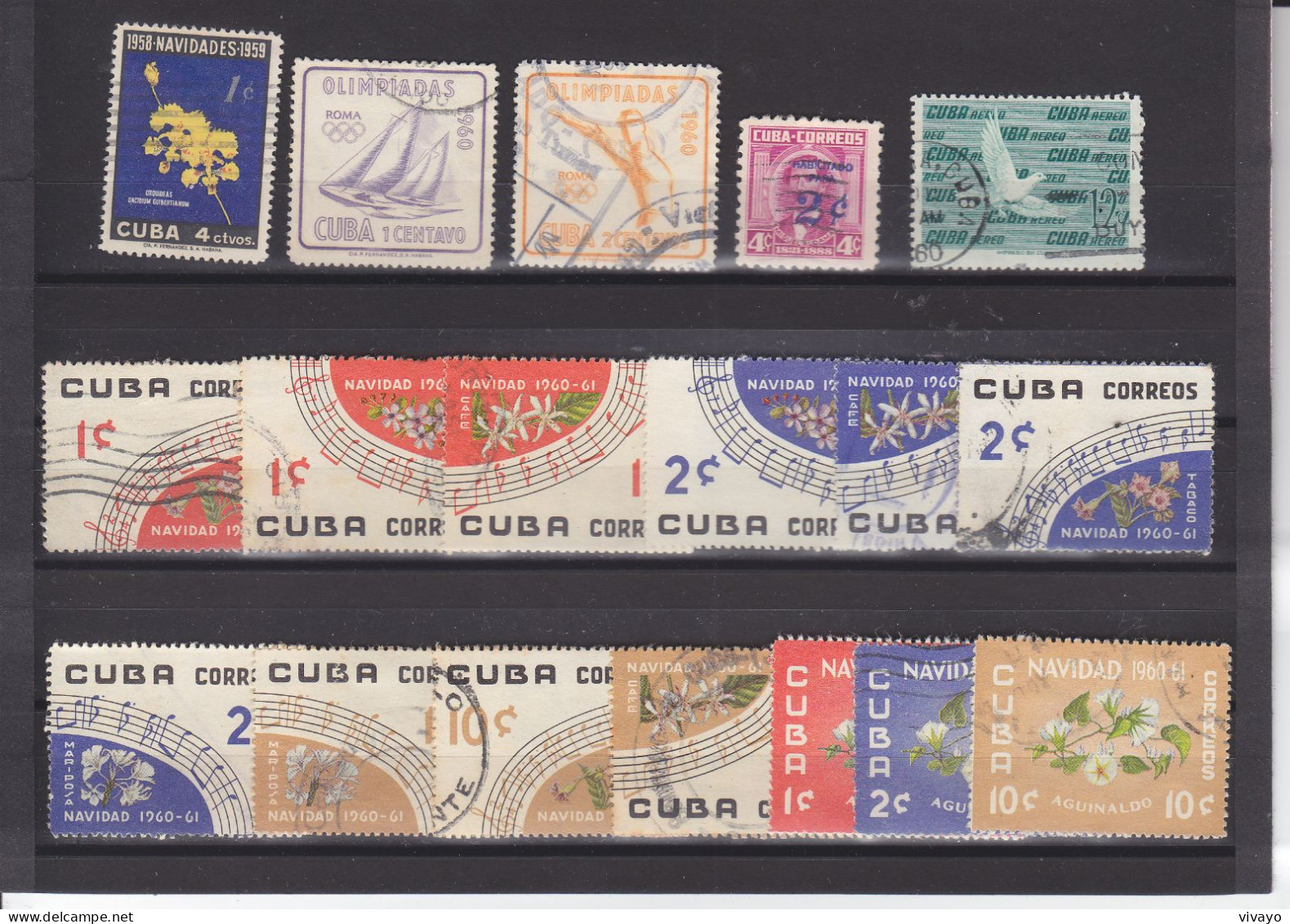 CUBA - O / FINE CANCELLED - 1959 / 1960 - XMAS, OLYMPICS, OVERPRINT, DOVE - Gebraucht