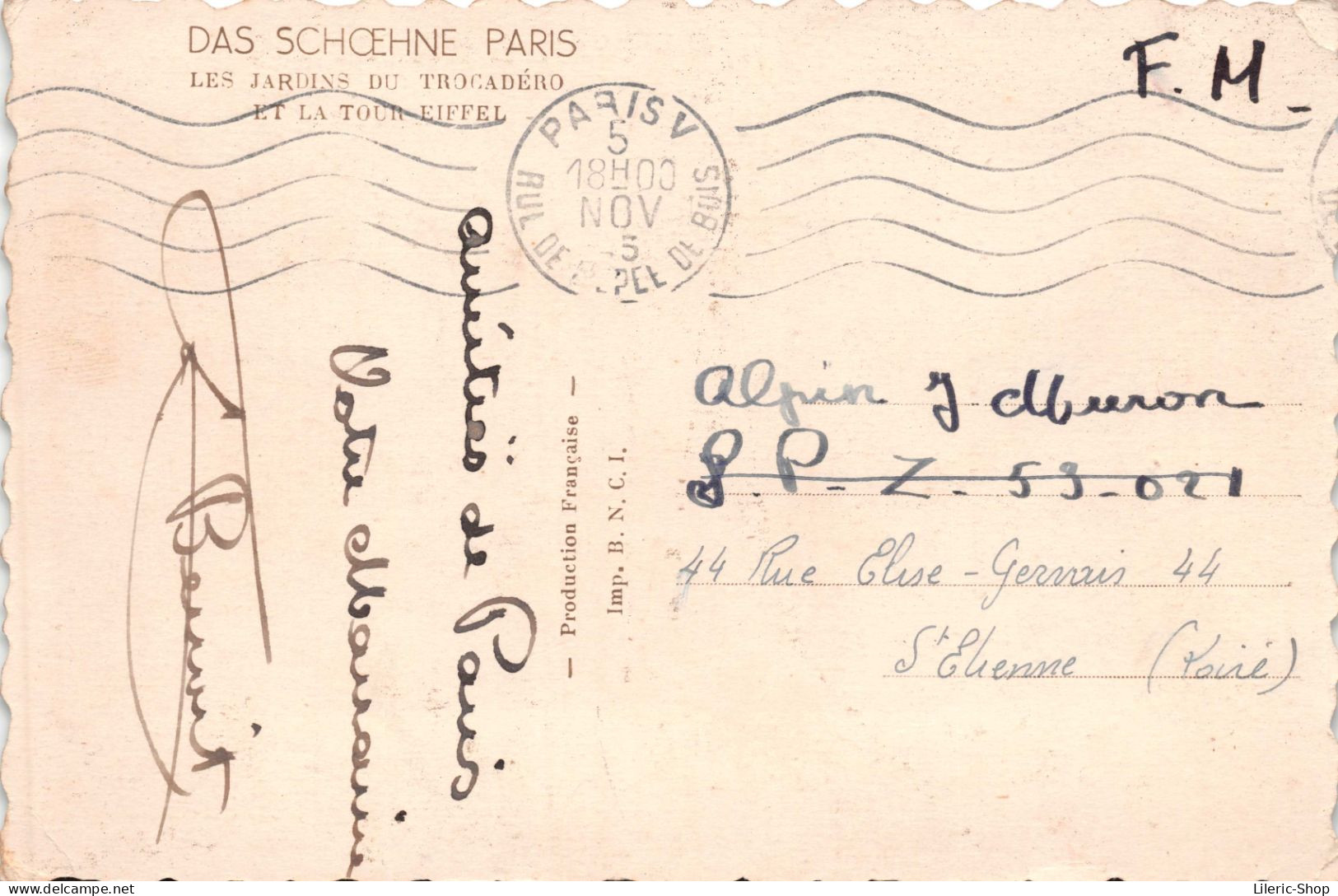 DAS SCHOEHNE PARIS - LES JARDINS DU TROCADÉRO  ET LA TOUR EIFFEL  1945 - Tour Eiffel