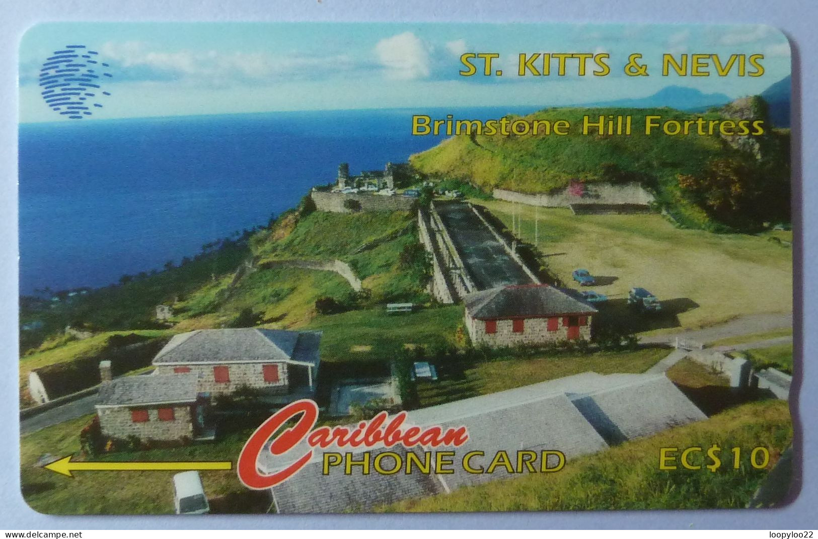 ST KITTS & NEVIS - GPT - Brimstone Hill Fortress - 55CSKA - $10 - VF Used - Saint Kitts & Nevis