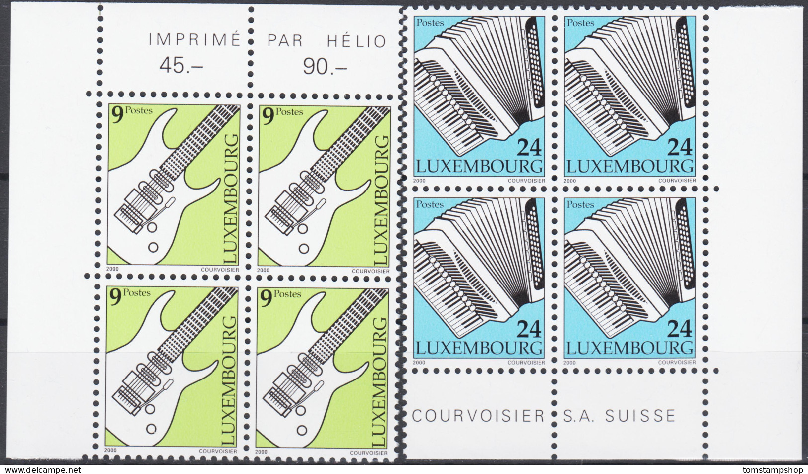 Luxembourg 2000 Musique, Instruments, Guitare, Accordéon, Arts, Bl 4, MNH - Musique