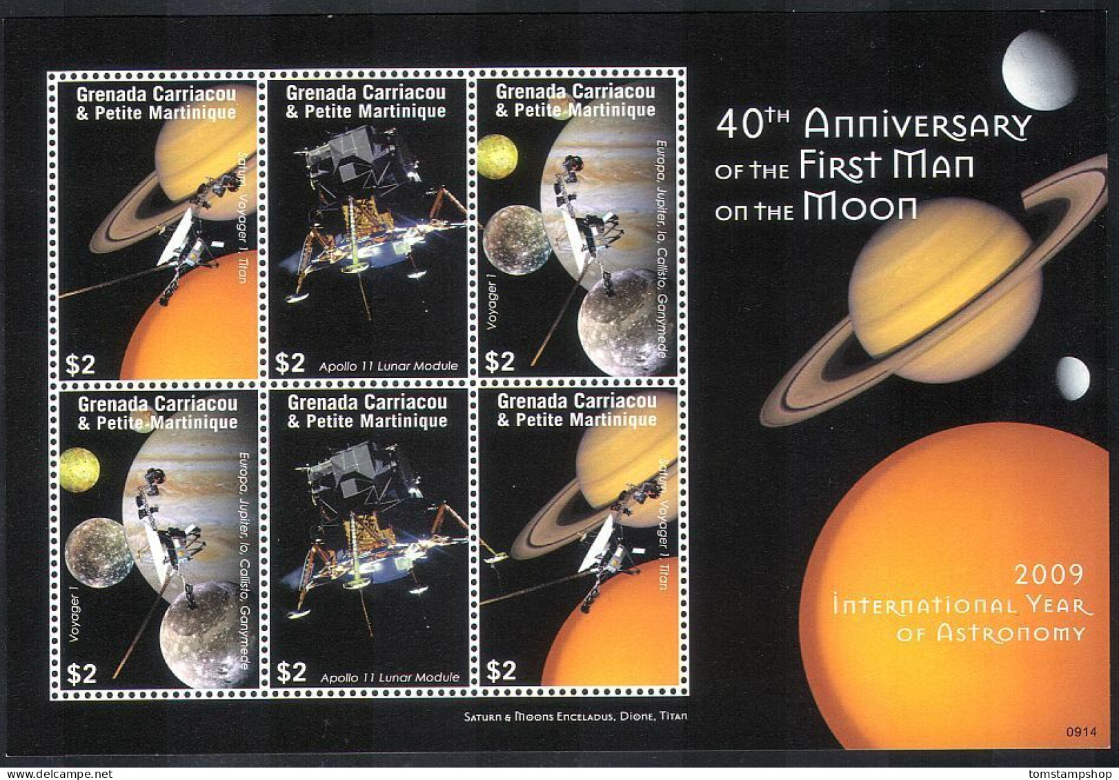 Grenada Grenadines 2009 Space, Moon Landing, Apollo 11, Planets, M/s MNH - Altri & Non Classificati