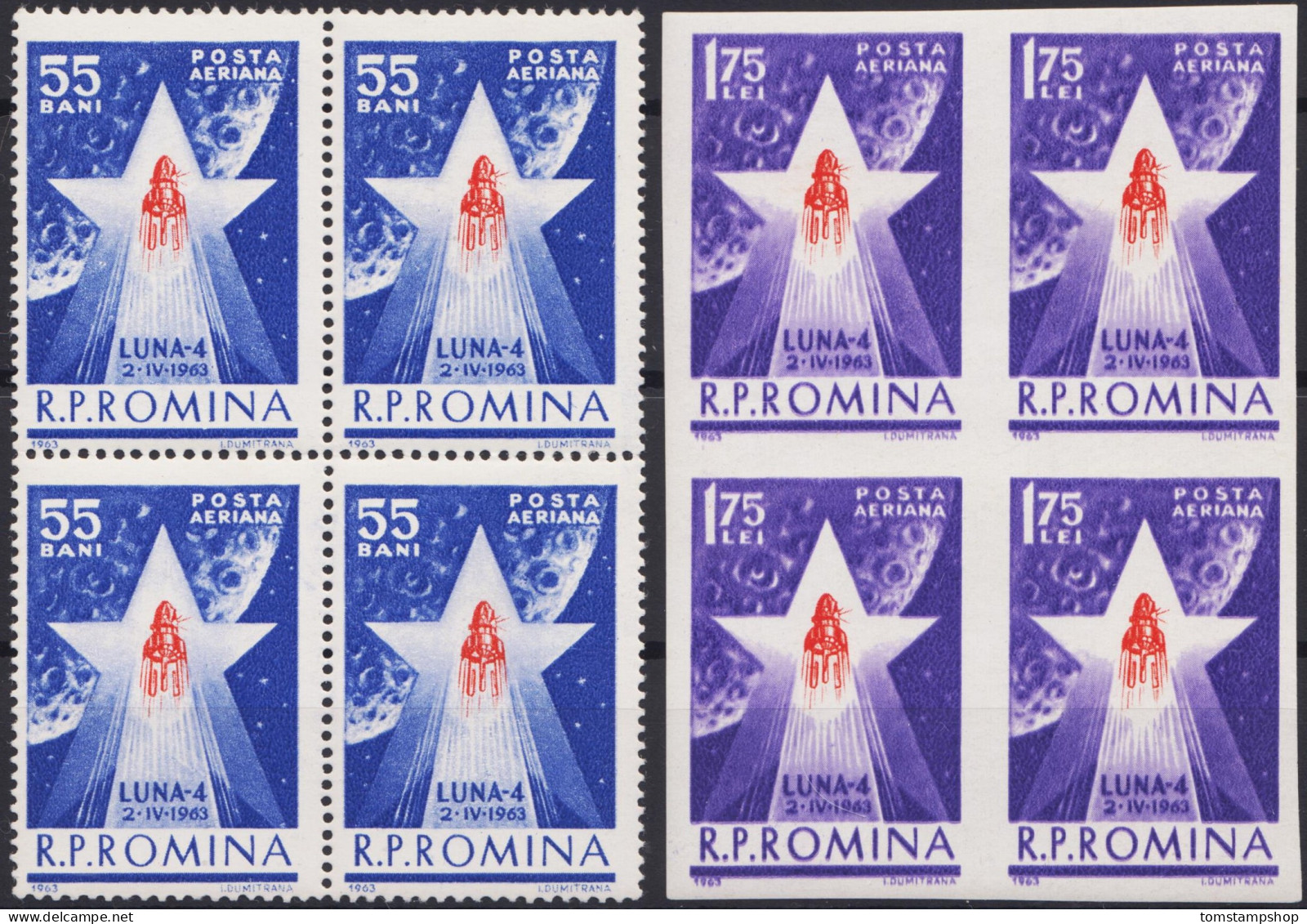 Roumanie 1963 Space Moon Rocket Lunik LUNA 4 Satellite Bl4 MNH - Other & Unclassified