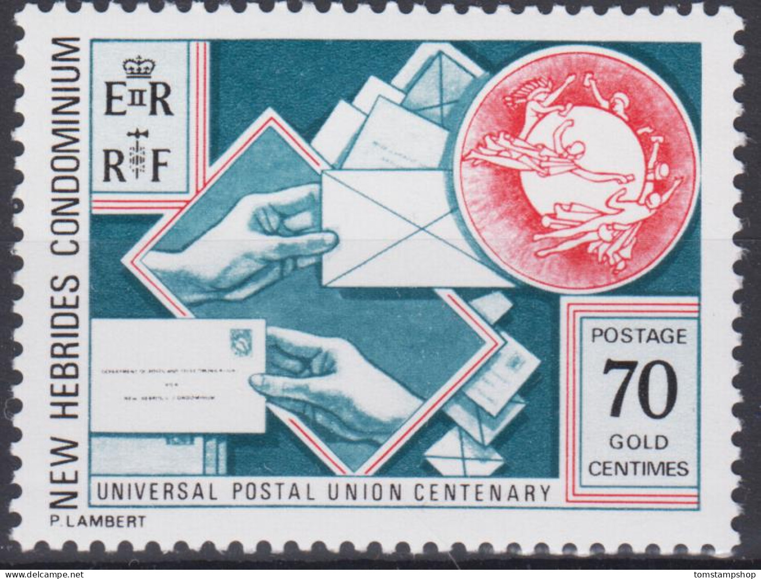 New Hebrides 1974 UPU,Post,Communications,Letters,Hands,Stamp-on-Stamp MNH - Autres & Non Classés
