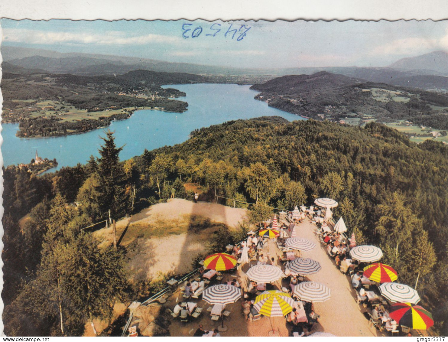 D1927) Blick Vom Aussichtsturm Auf Dem Pyramidenkogel Auf Terrassencafe MARIA WÖRTH U. WÖRTHERSEE - Maria Wörth