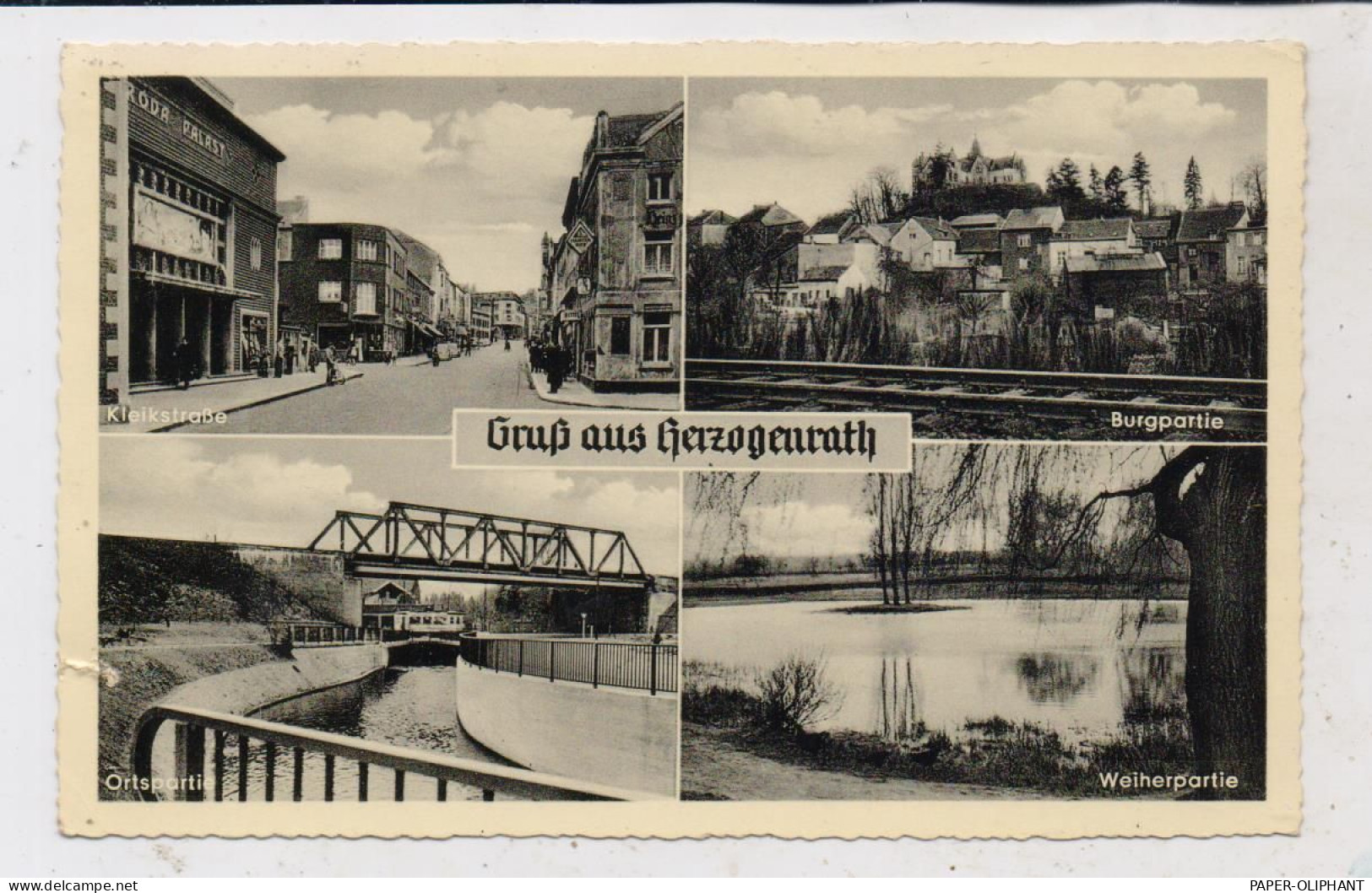 5120 HERZOGENRATH, Kleikstrasse, Burg, Weiher, Kanalbrücke, 1954, Kl. Einriss - Herzogenrath