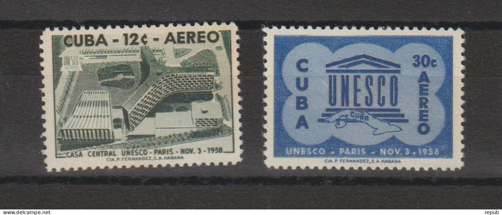Cuba 1958 Unesco PA 193-94, 2 Val ** MNH - Luftpost