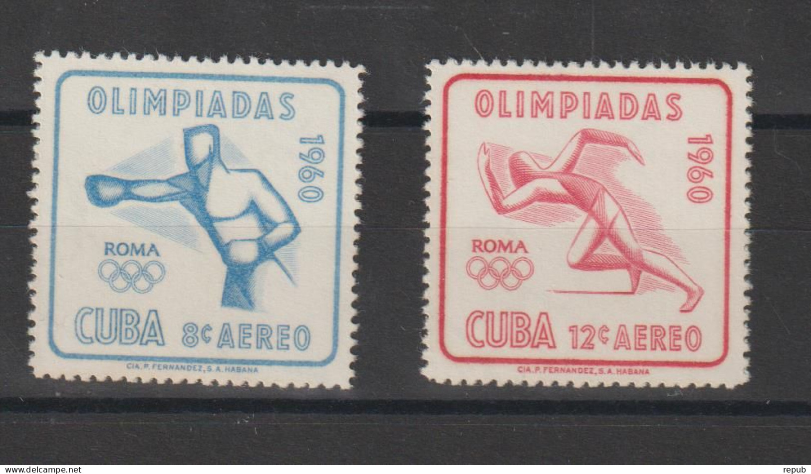 Cuba 1960 JO Rome PA 212-13, 2 Val ** MNH - Poste Aérienne