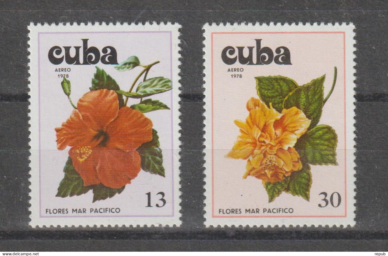 Cuba 1978 Fleurs PA 308-9, 2 Val ** MNH - Poste Aérienne