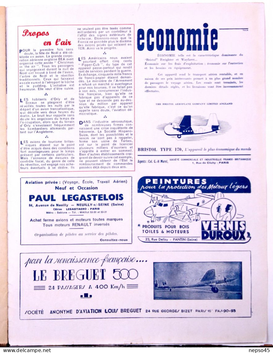 Avion.Revue " L'Air " 1947.répartition Des Crédits Militaires.opinion Général Spaatz.Le Biplace-école M.H. 52 La R.A.F. - Aviation