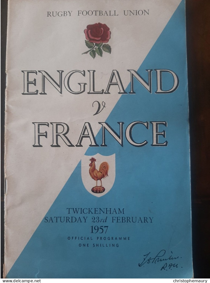 Programme  Rugby 1957 Angleterre France 5 Nations - Rugby