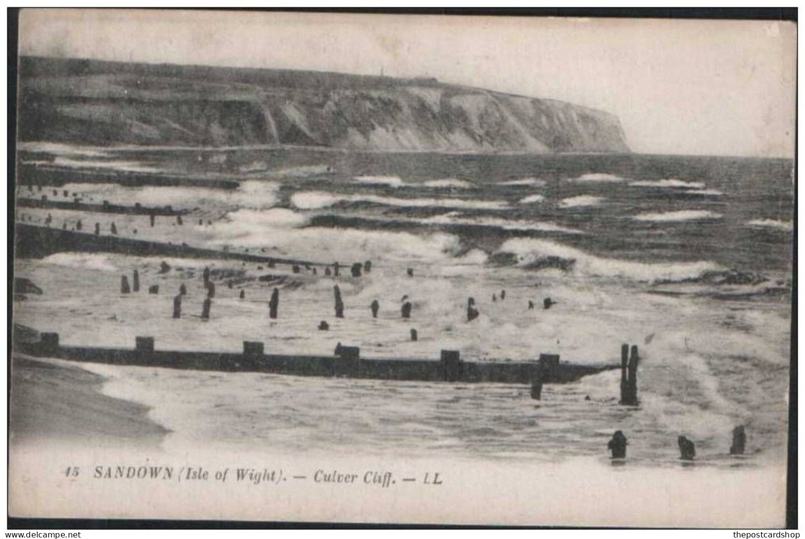 LL LOUIS LEVY POSTCARD No.45 ISLE OF WIGHT SANDOWN CULVER CLIFF UNUSED - Sandown