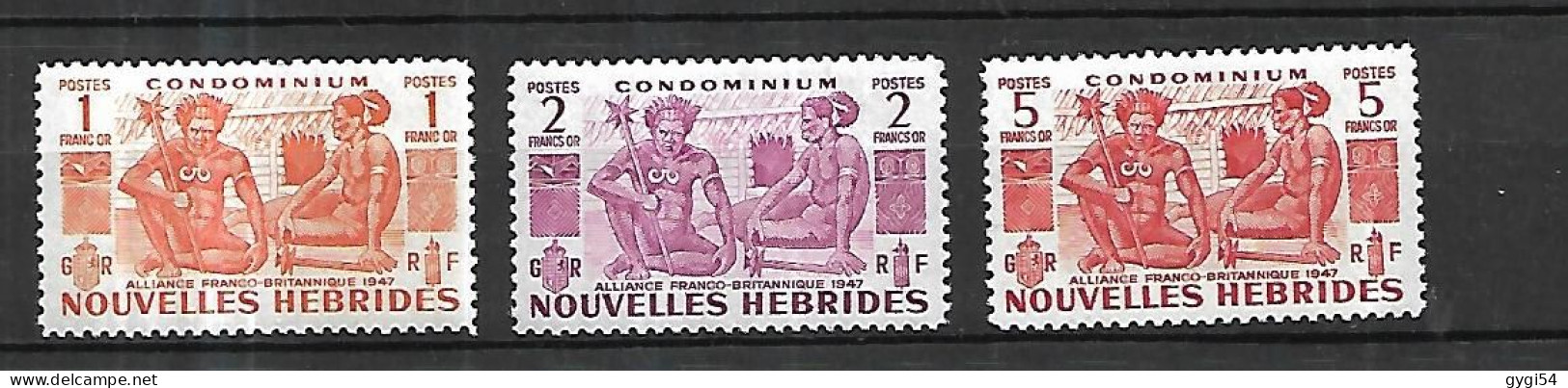 NOUVELLES HEBRIDES   1953     Cat YT N° 156, 153, 154   N**  MNH - Neufs