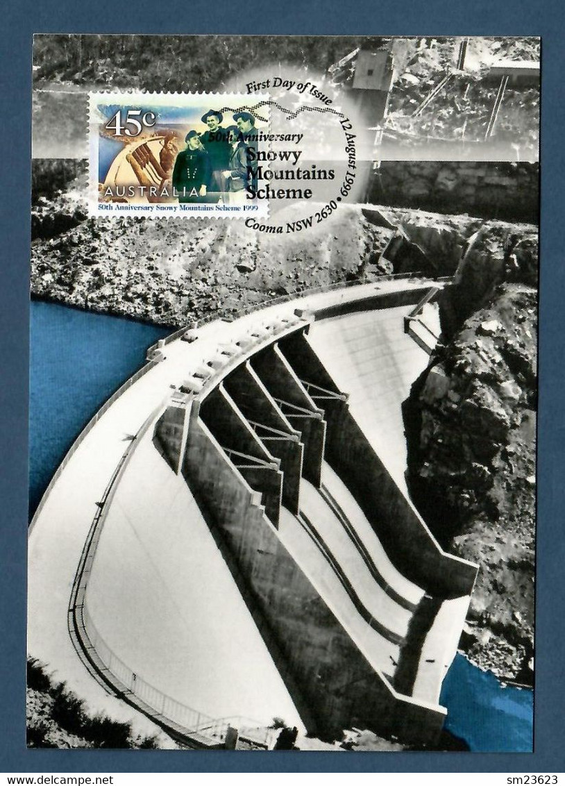 Australien 1999  Mi.Nr.1839 , 50th  Anniversary Snowy Mountains Scheme - Maximum Card - First  Day 12 AUG 1999 - Maximumkaarten