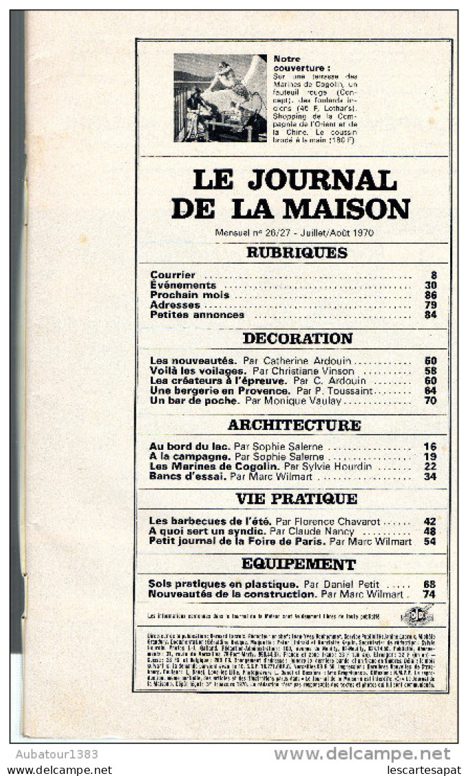 LE JOURNAL DE LA MAISON JUILLET 1970 - Casa & Decorazione