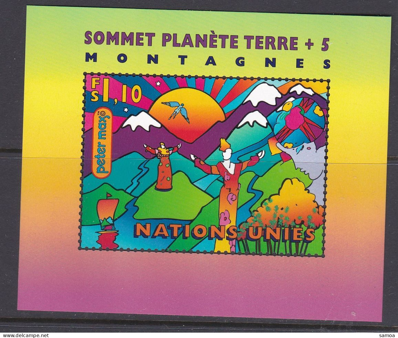 NU Genève 1997 BL 9 ** Sommet Planète Terre Montagnes - Blocs-feuillets