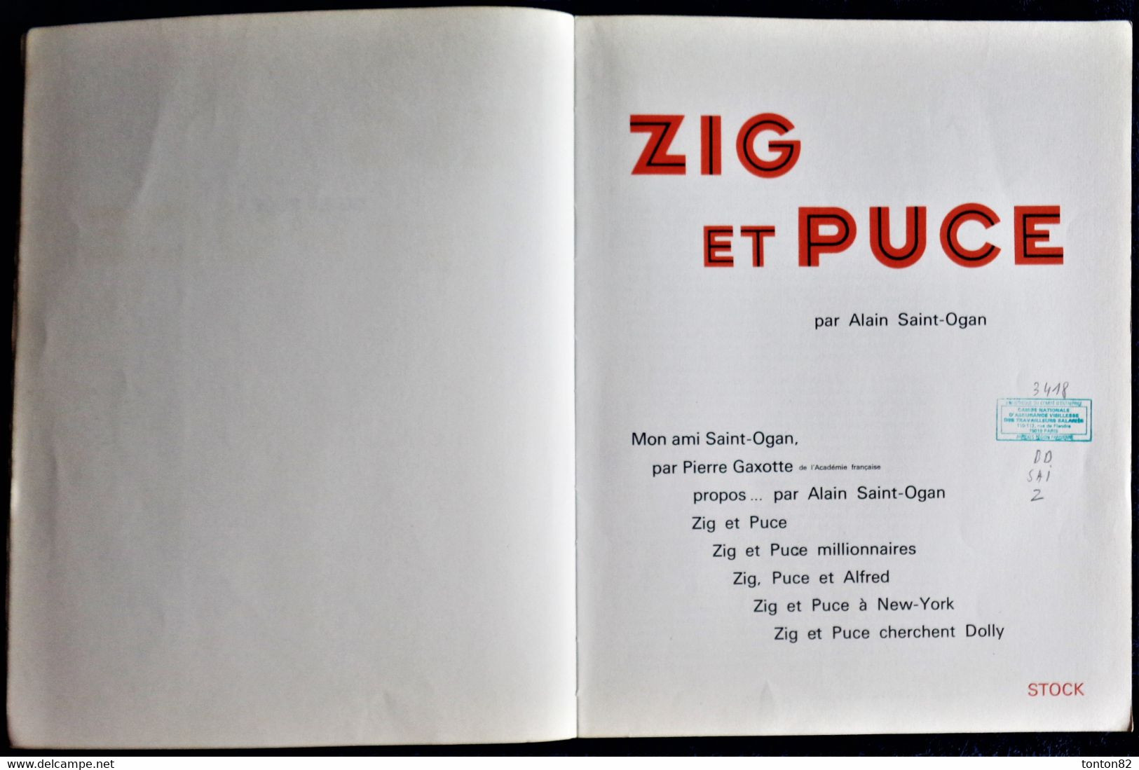 Alain Saint-Ogan - ZIG ET  PUCE - Album 5 Aventures - Éditions STOCK - ( 1980 ) . - Zig Et Puce