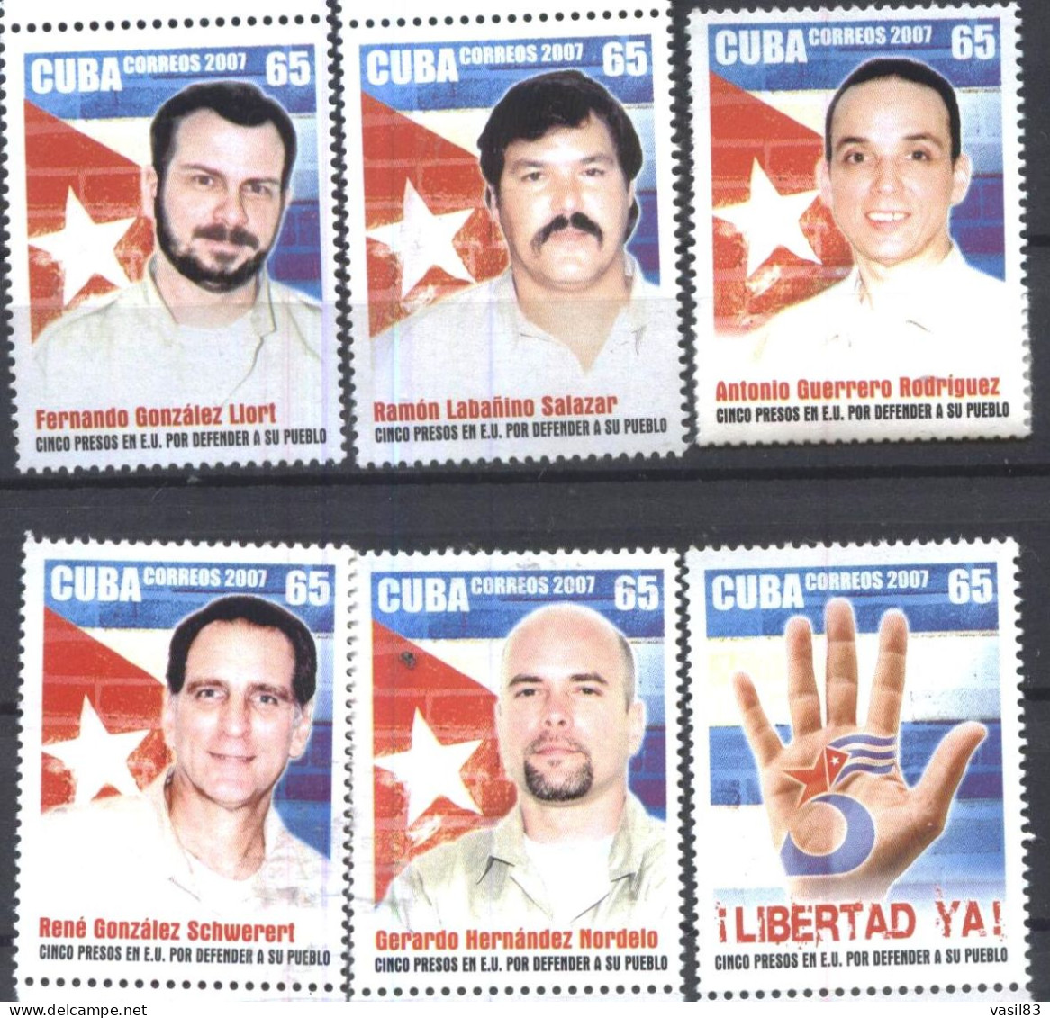 Mint Stamps Five Prisoners In The US For Protecting Their People 2007  From Cuba - Sonstige & Ohne Zuordnung