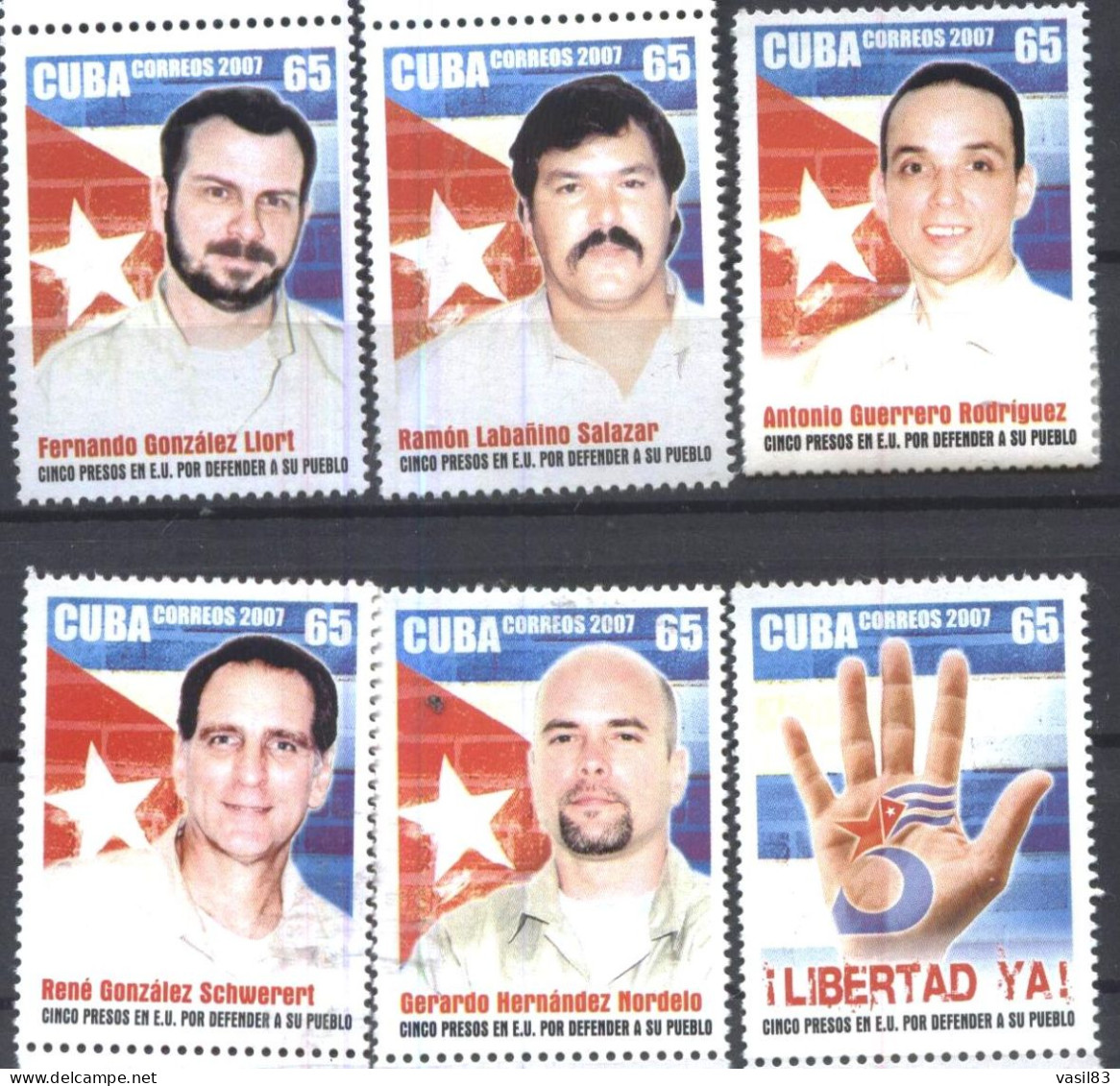 Mint Stamps Five Prisoners In The US For Protecting Their People 2007  From Cuba - Otros & Sin Clasificación