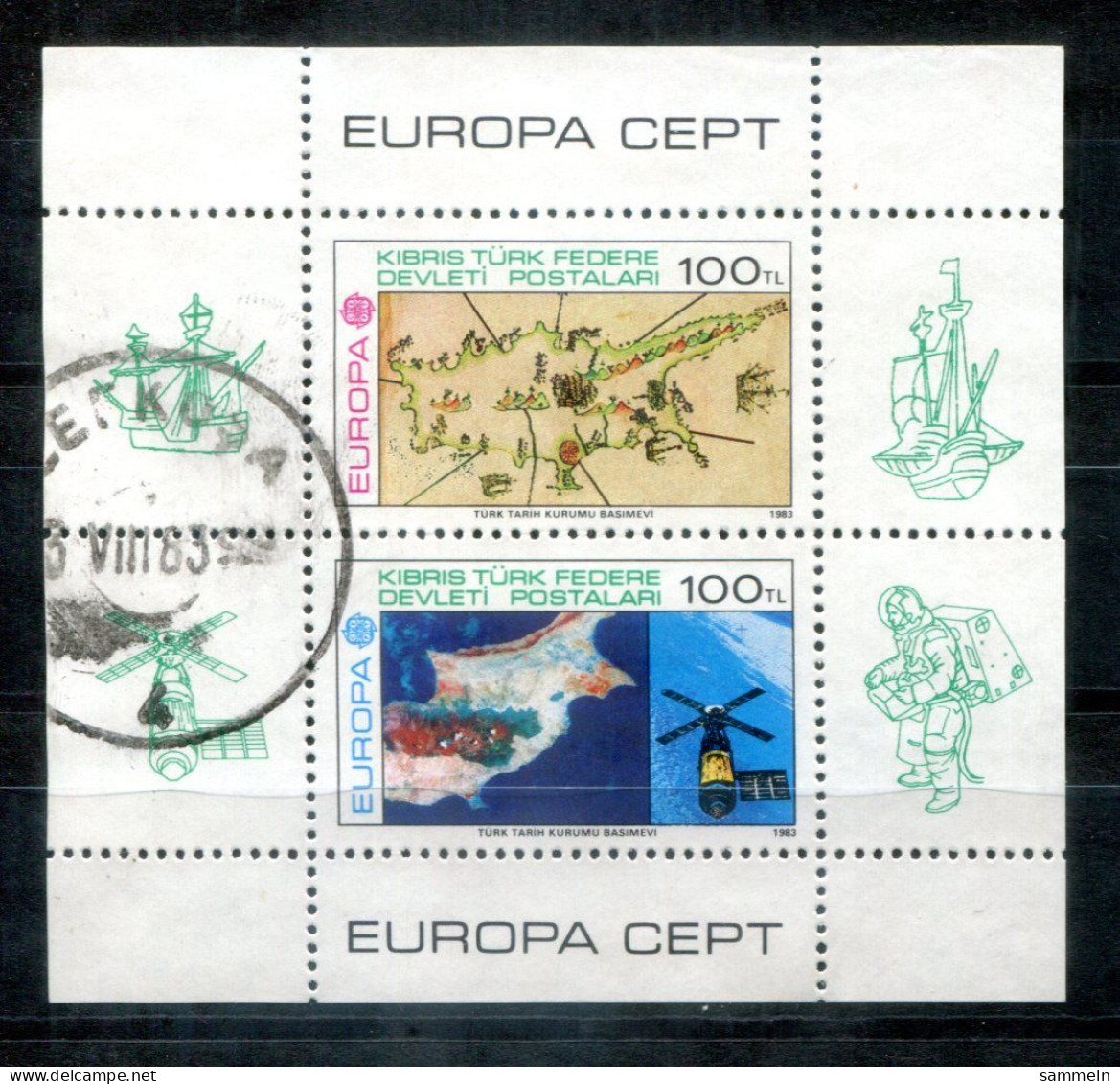 TÜRKISCH-ZYPERN Block 4, Bl.4 Canc. - Europa CEPT 19853, Weltraum. Space, Espace - TURKISH CYPRUS / CHYPRE TURQUE - Usati