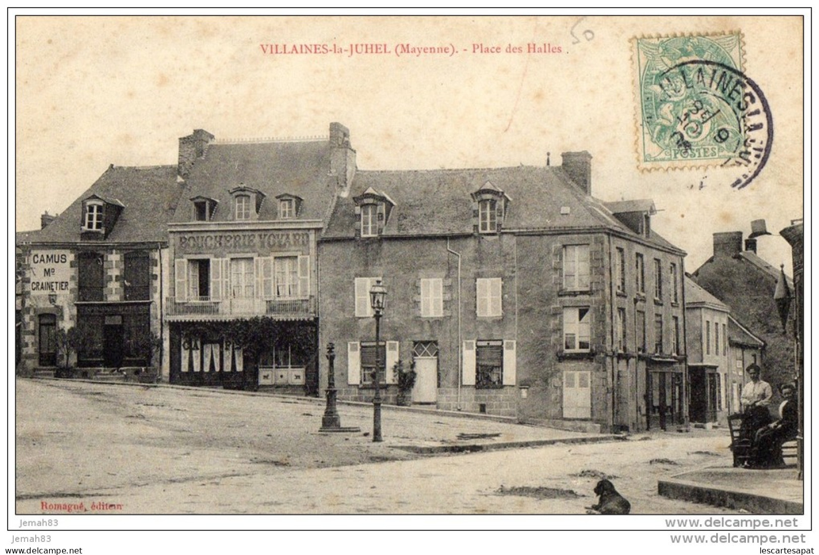 VILLAINES LA JUHEL PLACE DES HALLES 1906(LOT W9) - Villaines La Juhel