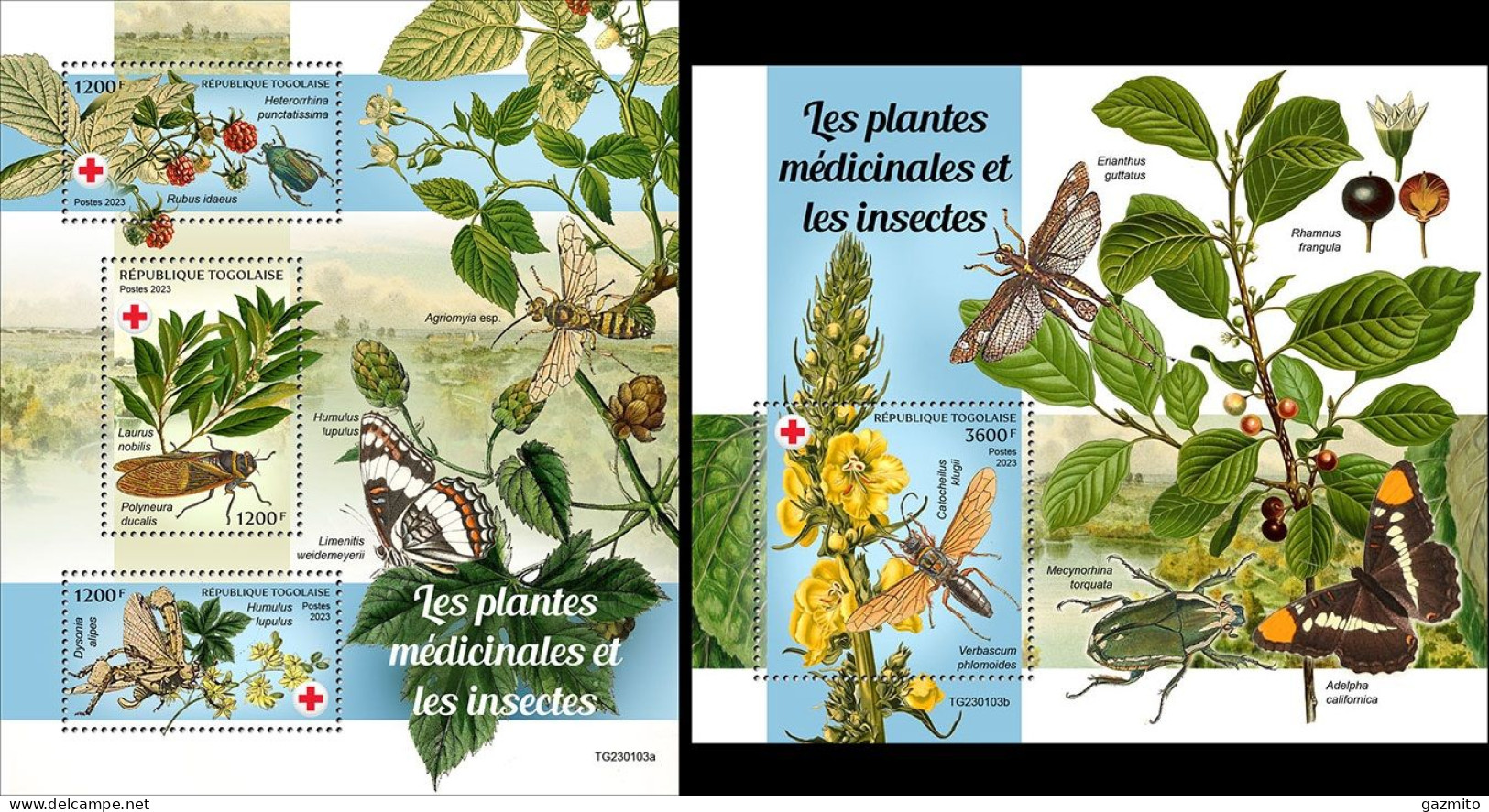 Togo 2023, Medical Planta And Insects, 3val In BF +BF - Togo (1960-...)