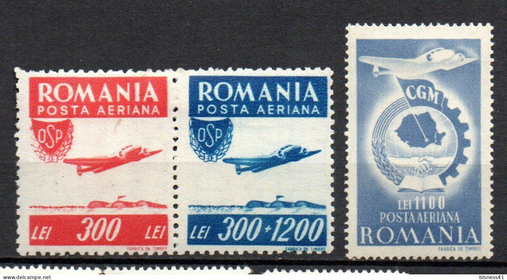 Col33 Roumanie Romania Aerien 1946  N° 36 à 38 Neuf X MH Cote : 6,50€ - Neufs