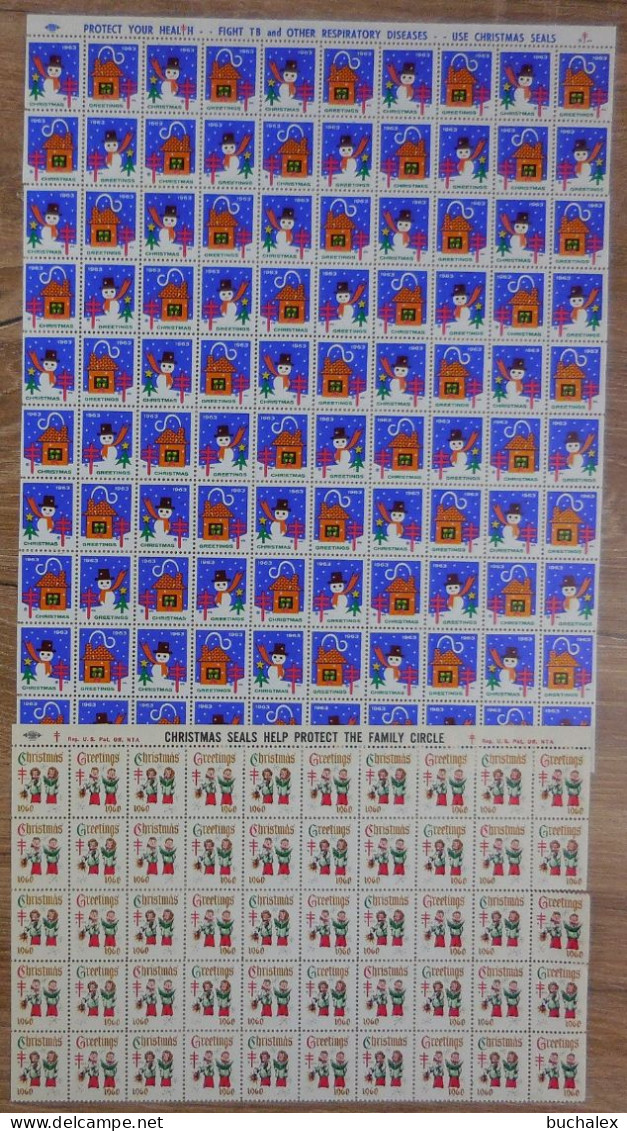 150 Vignetten Christmas Seals 1960 1963 - Ohne Zuordnung