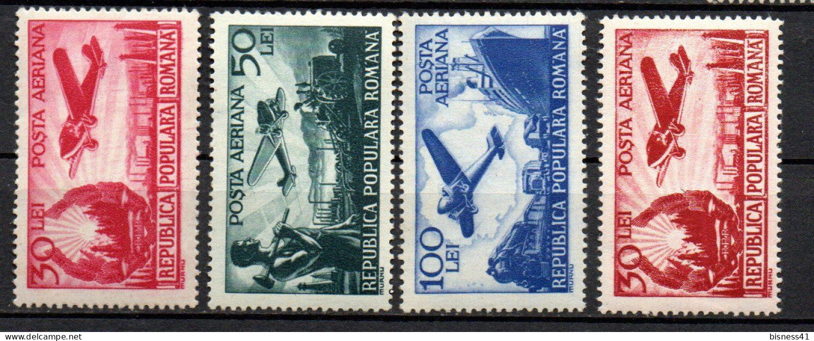 Col33 Roumanie Romania Aerien 1948  N° 53 à 56 Neuf X MH Cote : 9,50€ - Neufs