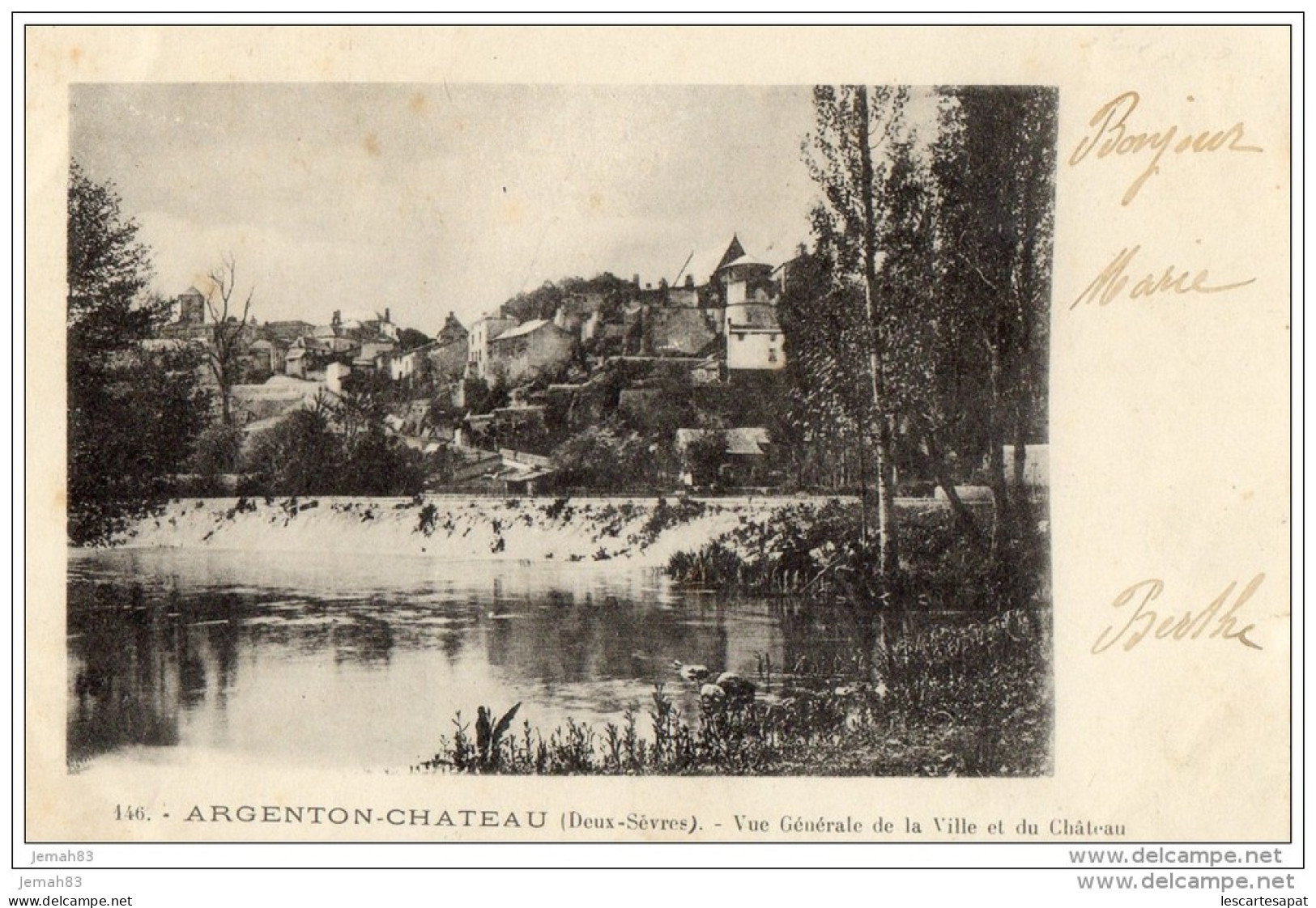 ARGENTON CHATEAU VUE GENERALE DE LA VILLE ET DU CHATEAU 1903LOT W14) - Argenton Chateau